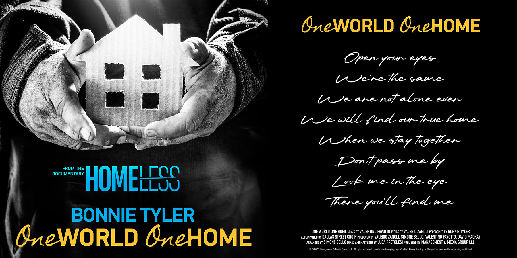 One World One Home performed by Bonnie Tyler, from the documentary Homeless by Valerio Zanoli